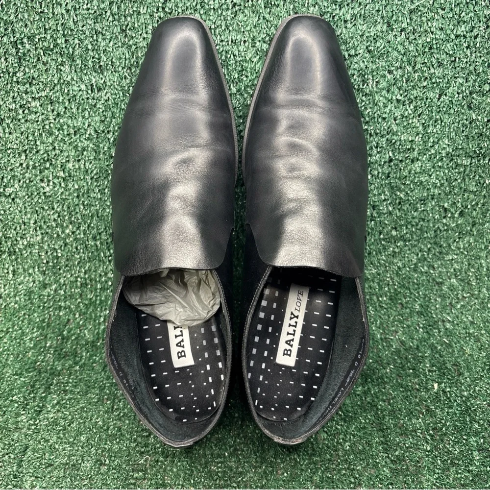 Bally Love Black Leather Ankle Boots Pointy Toe Slip On Chelseas Mens Size 10 D